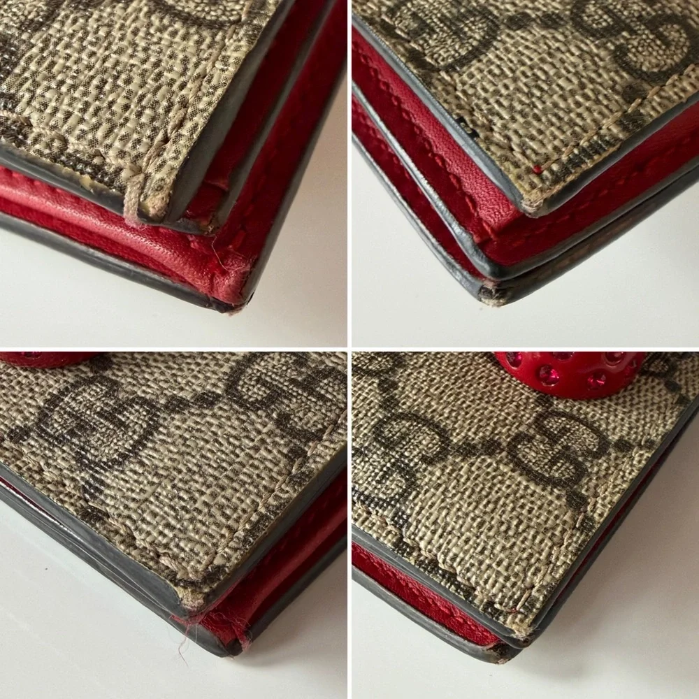 🍒 Gucci GG Supreme Cherry Crystal Compact Wallet - Picture 5 of 13